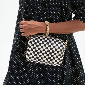 Clare V Midi Sac black and white checkers